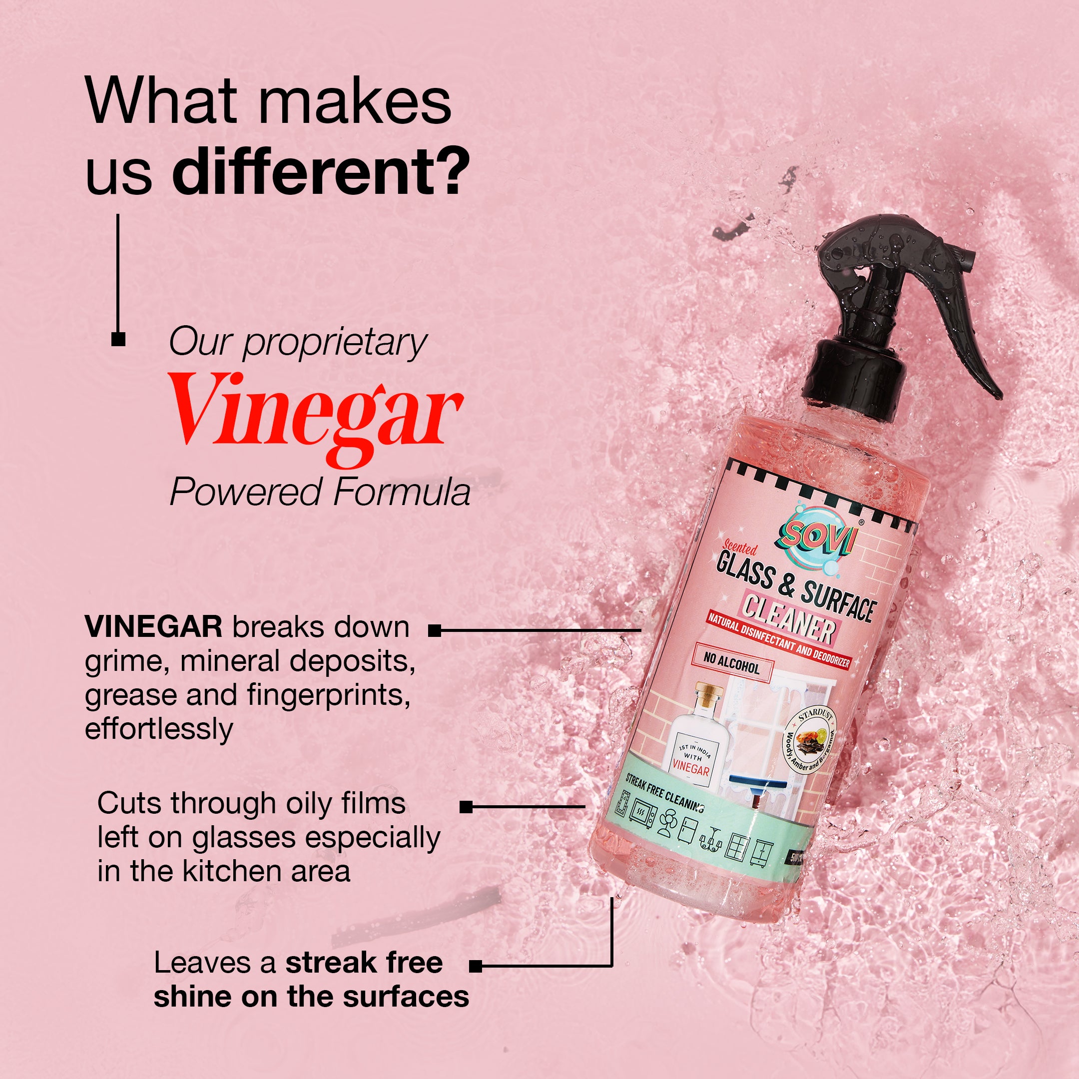 SOVI® VINEGAR POWERED SCENTED GLASS CLEANER, SUGAR COOKIE
