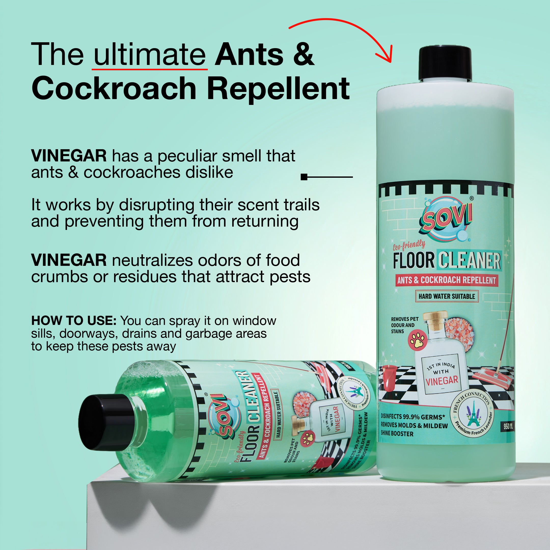 Floor and Toilet Cleaner Combo - SOVI® Floor Cleaner 950 ml, TYDIBOWL® Toilet Cleaner 650 ml, Pack of 2