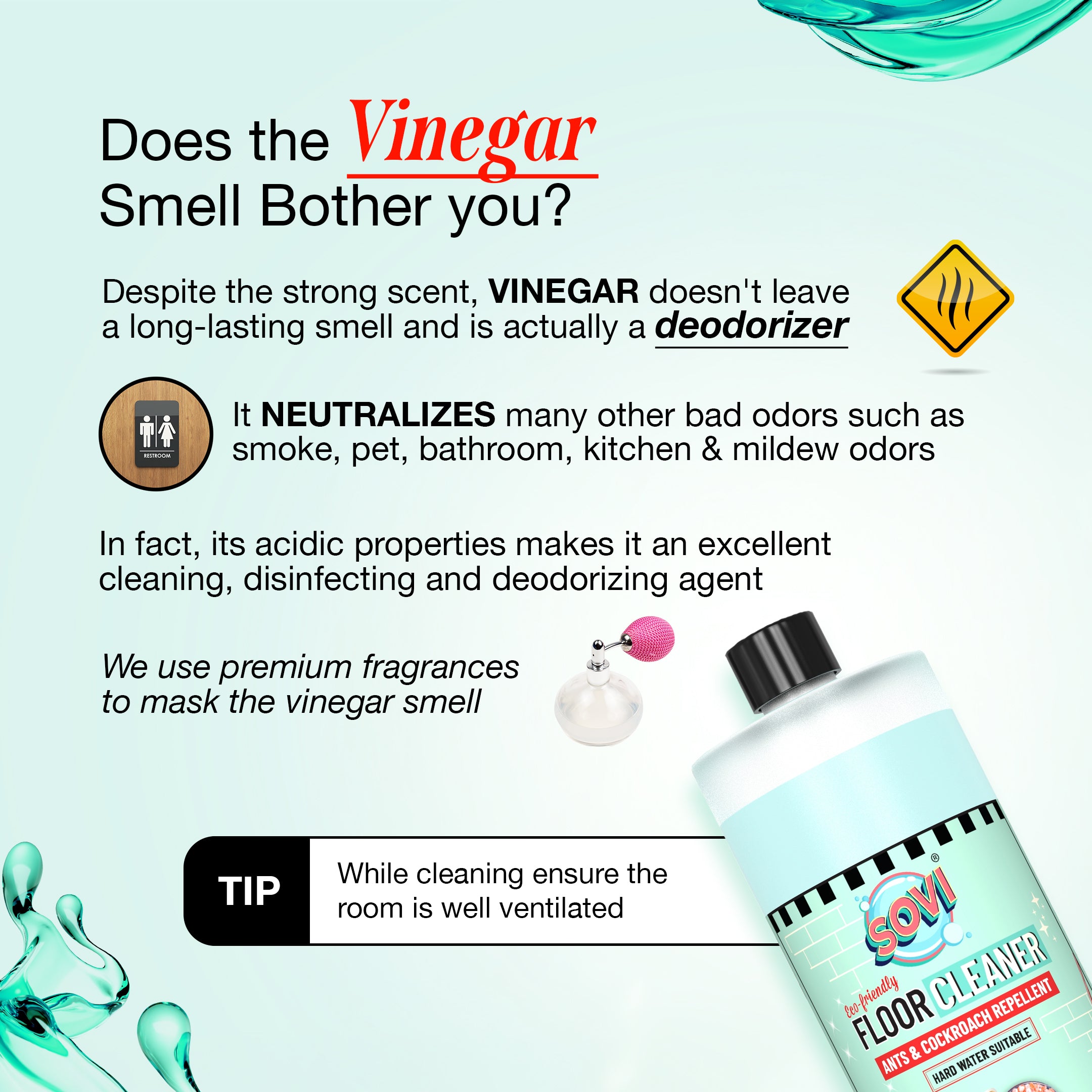 SOVI® VINEGAR POWERED DISINFECTANT FLOOR CLEANER, CLEAN SCENT