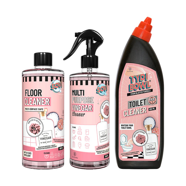 The Ultimate Bathroom Cleaning Kit - SOVI® Floor Cleaner, SOVI® Multi Purpose Cleaner, TYDIBOWL® Toilet Cleaner, Pack of 3