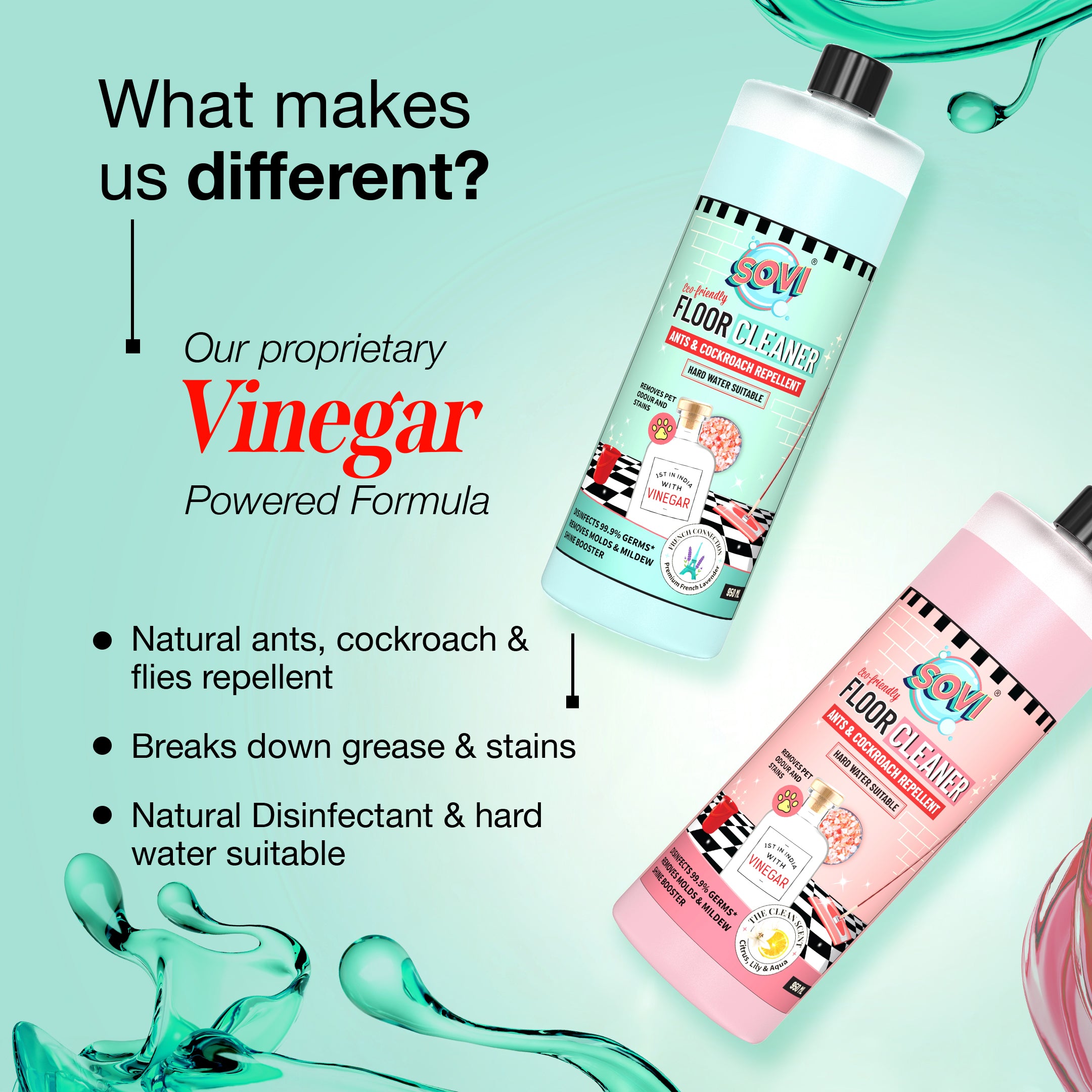 SOVI® Floor Cleaner 2L, SOVI® Dishwash Liquid 2L - Get TYDIBOWL® Toilet Cleaner ₹189 & SOVI® Glass Cleaner ₹149 FREE