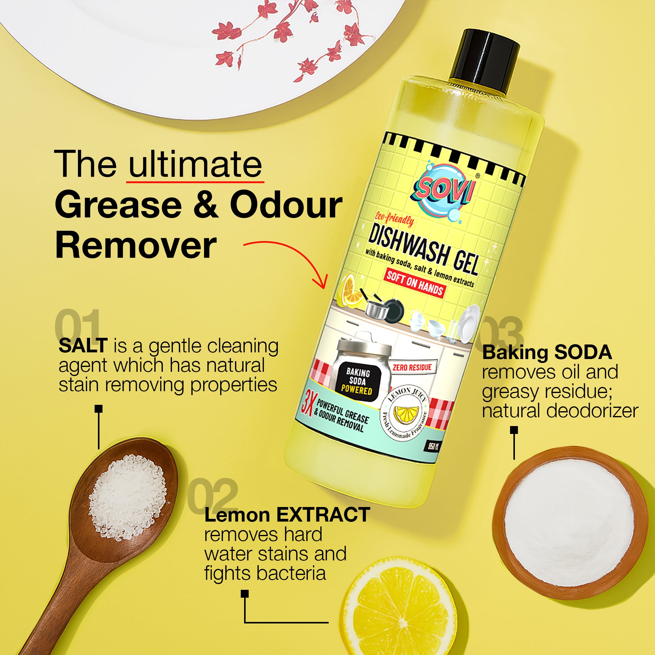 Bestseller Cleaning Kit - SOVI® Floor Cleaner, SOVI® Dishwash Liquid, SOVI® Glass Cleaner, TYDIBOWL® Toilet Cleaner, Pack of 4