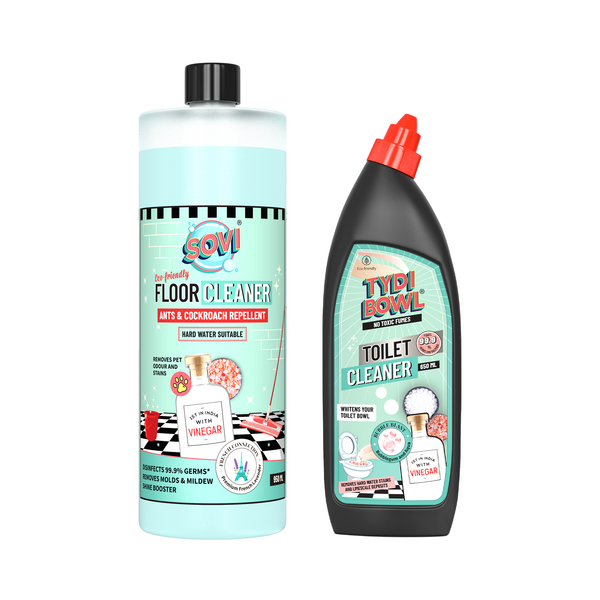 Floor and Toilet Cleaner Combo - SOVI® Floor Cleaner 950 ml, TYDIBOWL® Toilet Cleaner 650 ml, Pack of 2