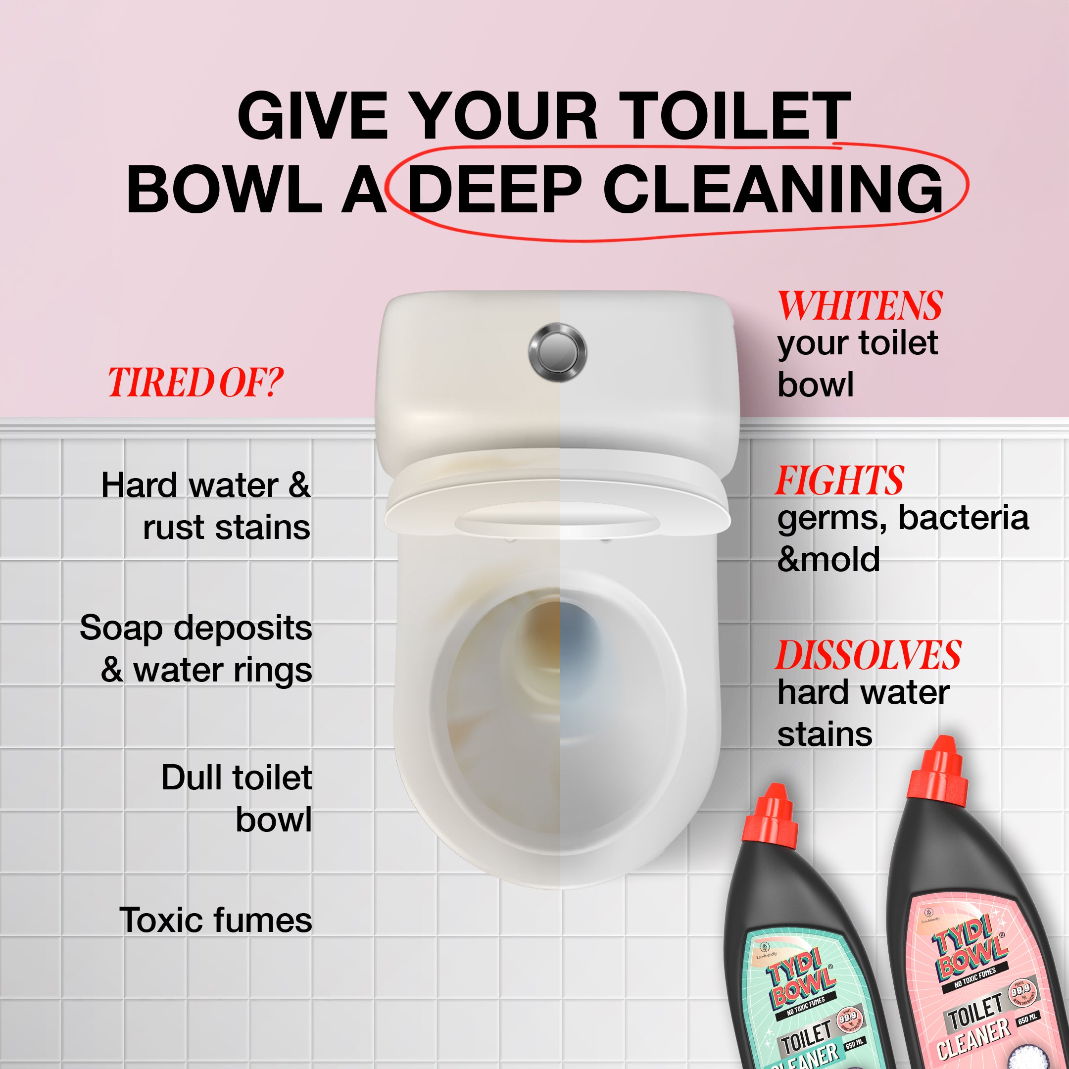 Floor and Toilet Cleaner Combo - SOVI® Floor Cleaner 950 ml, TYDIBOWL® Toilet Cleaner 650 ml, Pack of 2