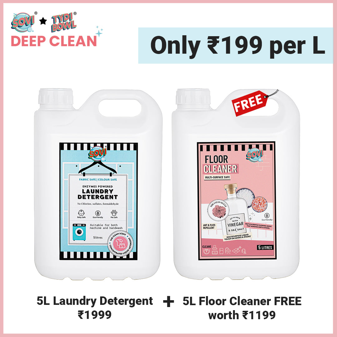 SOVI® Floor Cleaner 5 Liters worth ₹1199 FREE with SOVI® Laundry Liquid Detergent 5 Liters