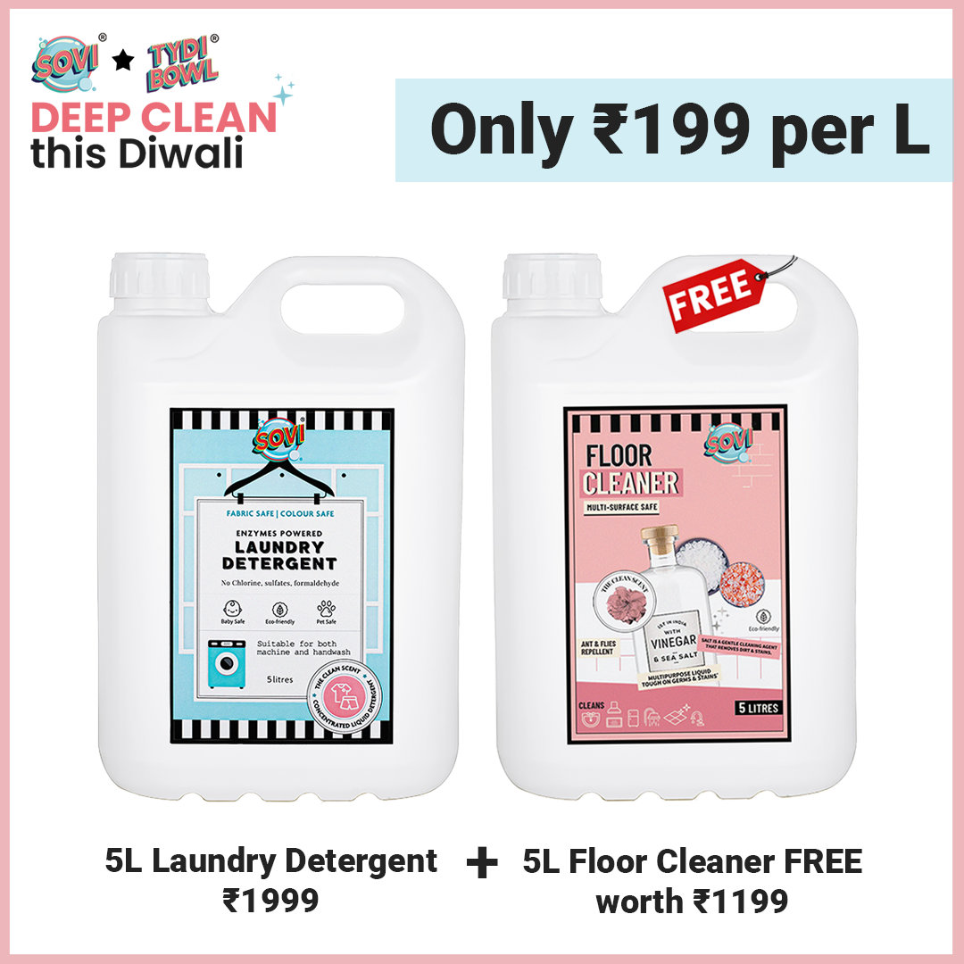 SOVI® Floor Cleaner 5 Liters worth ₹1199 FREE with SOVI® Laundry Liquid Detergent 5 Liters