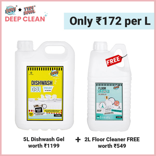 SOVI® Dishwash Liquid Gel 5 Liter | SOVI® Floor Cleaner 2 Liter (₹549) FREE