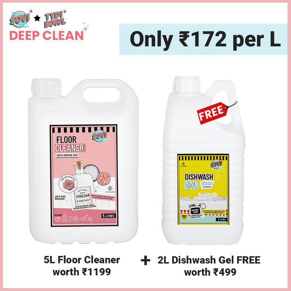 SOVI® Floor Cleaner 5 Liter | SOVI® Dishwash Liquid Gel 2 Liter (₹499) FREE
