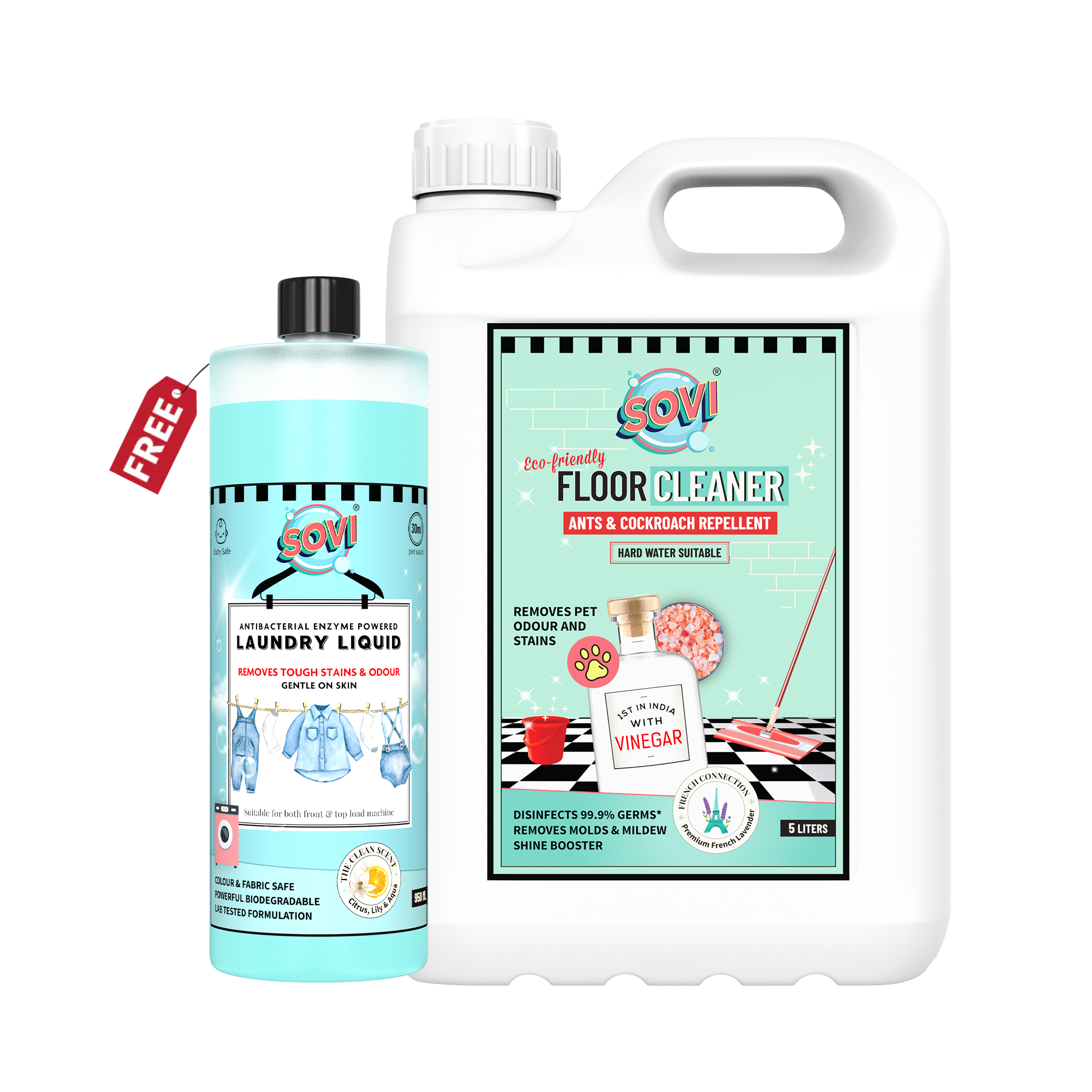 SOVI® Laundry Liquid Detergent 950 ml (₹449) Free