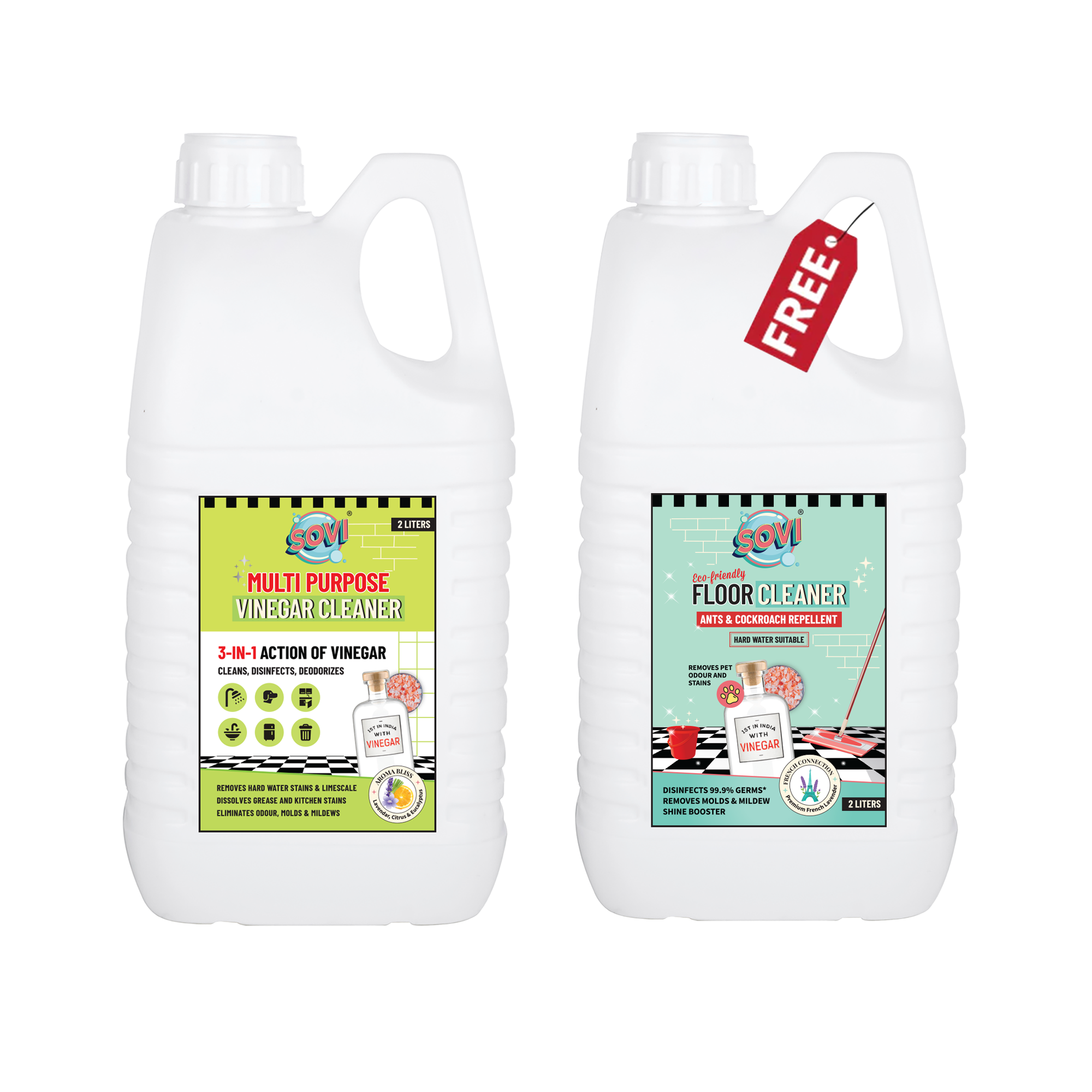 Buy SOVI® Multi-Purpose Vinegar Cleaner 2 Liters & Get SOVI® Floor Cleaner 2 Liters (₹549) FREE