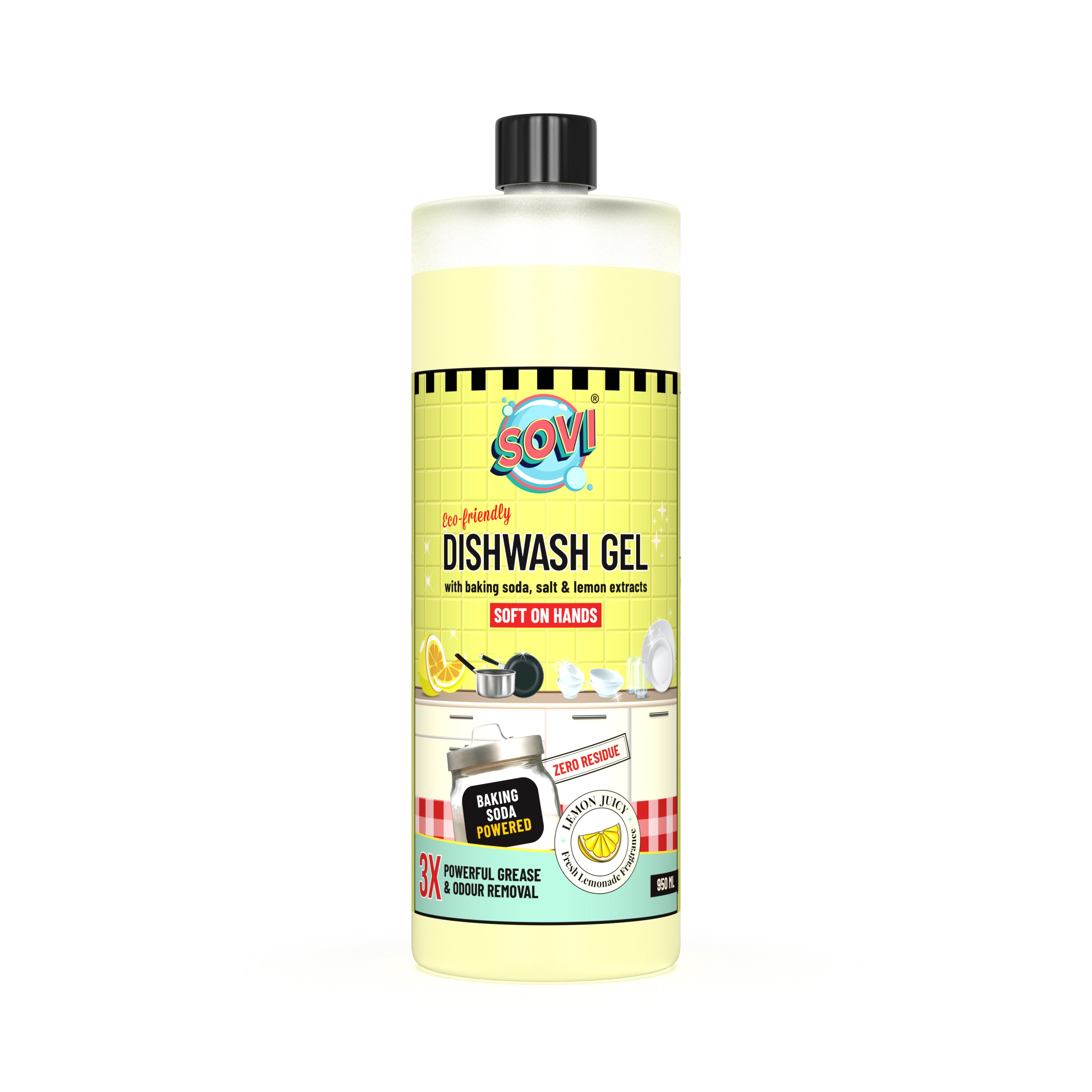 SOVI® DISHWASH LIQUID WITH BAKING SODA, SALT & LEMON EXTRACT
