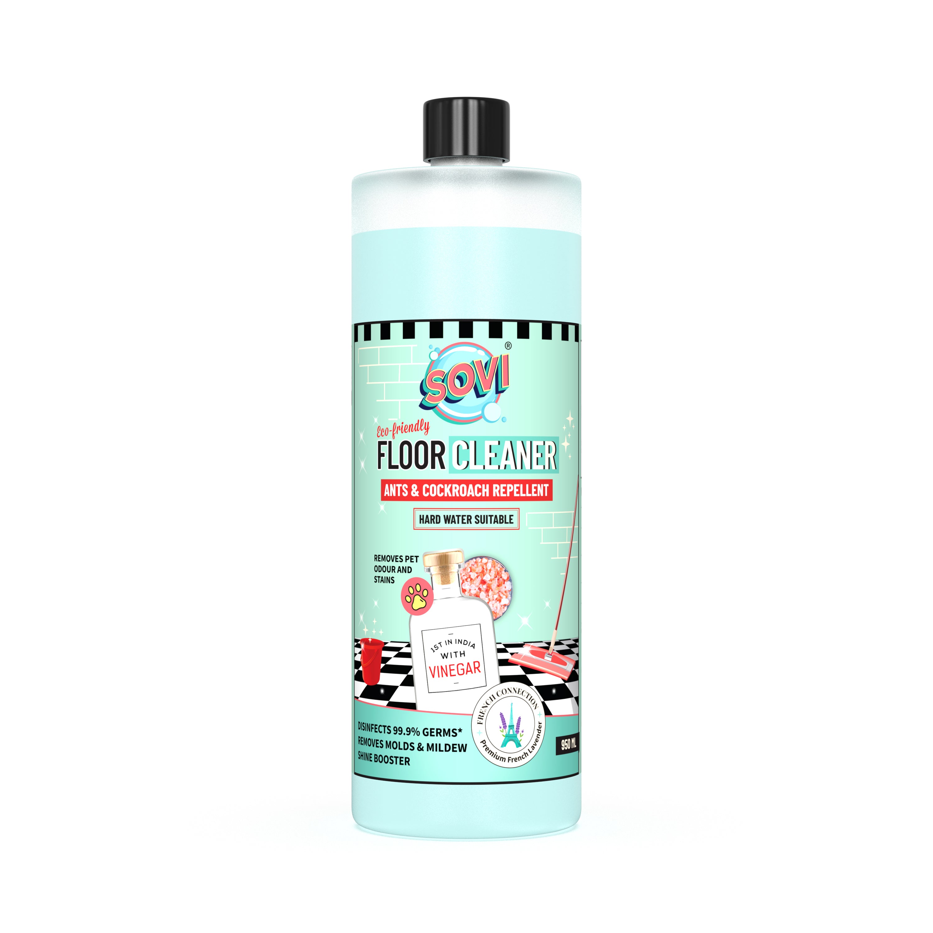 Floor and Toilet Cleaner Combo - SOVI® Floor Cleaner 950 ml, TYDIBOWL® Toilet Cleaner 650 ml, Pack of 2
