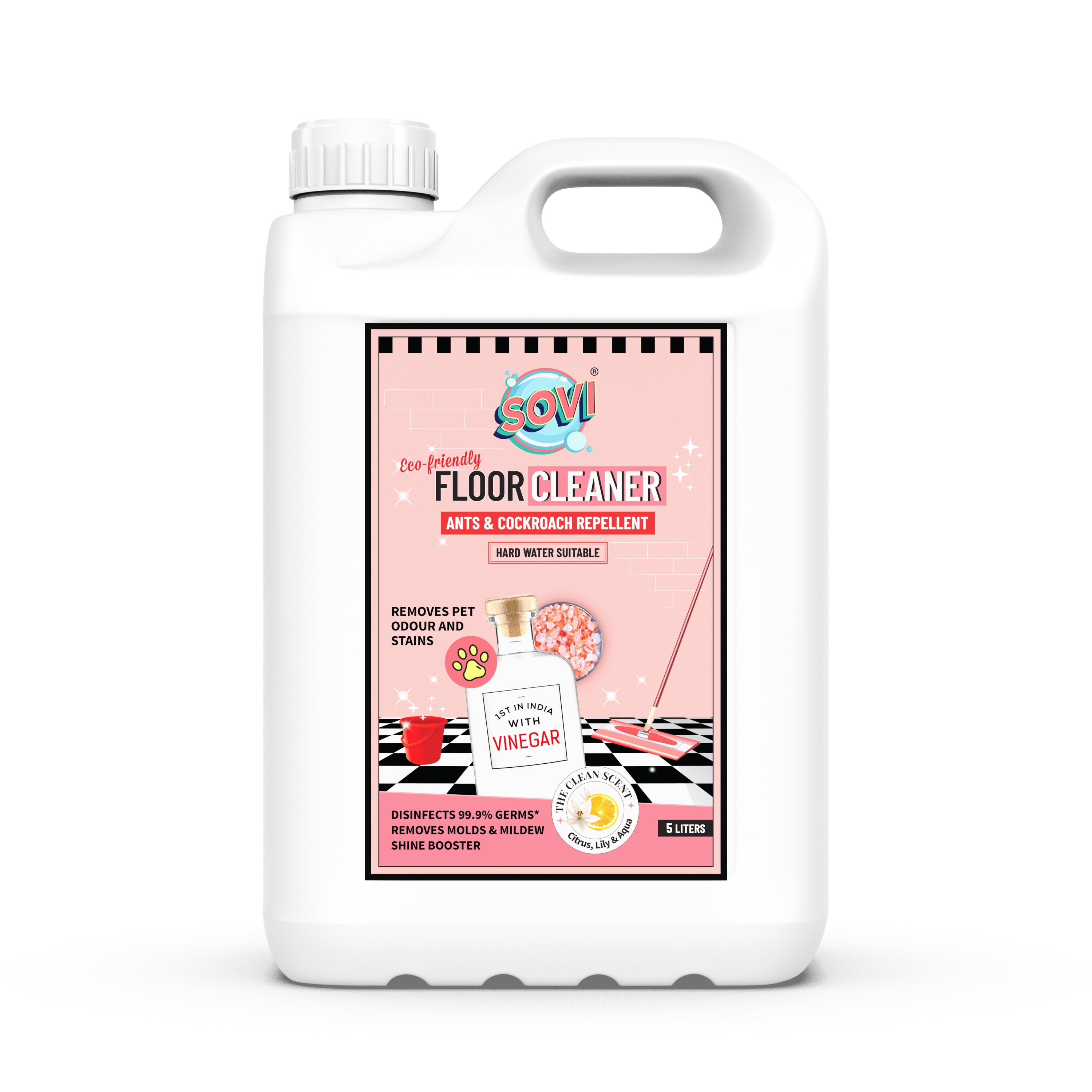 SOVI® VINEGAR POWERED DISINFECTANT FLOOR CLEANER, CLEAN SCENT