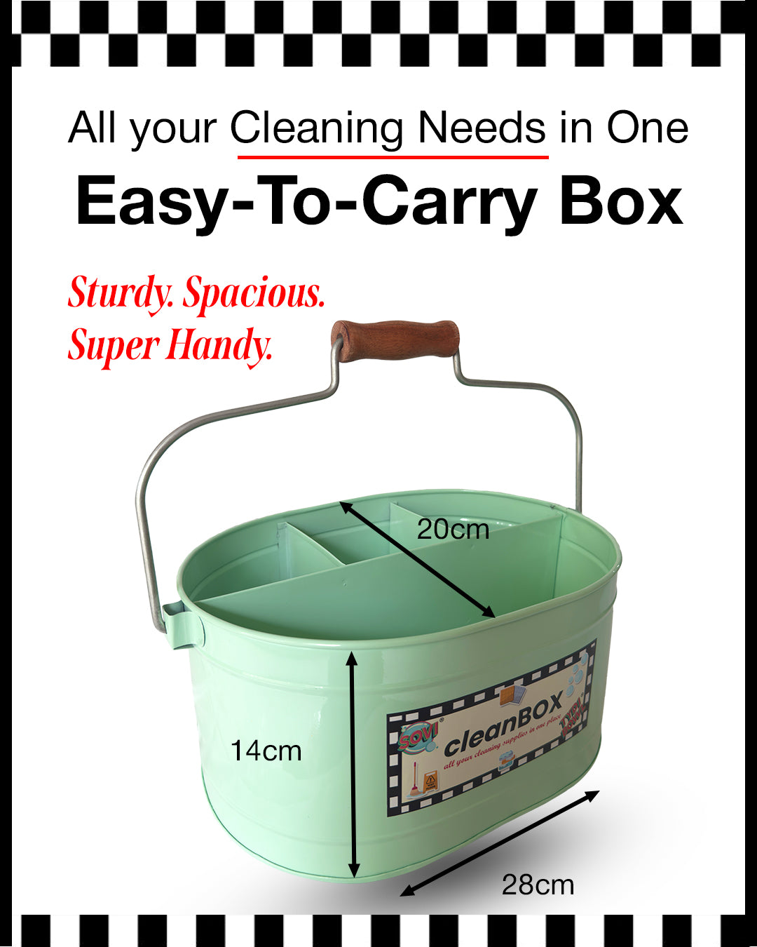 SOVI® & TYDI BOWL® CLEANBOX, Housekeeping Metal Caddy for all your Cleaning Essentials, FREE on purchases above Rs1999