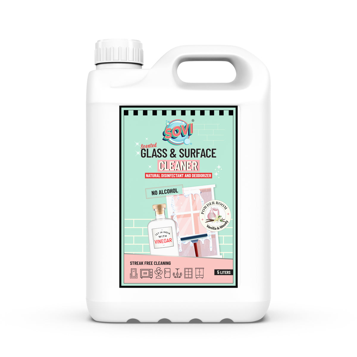 Glass & Surface Cleaner, Powder Room Scented, Alcohol Free