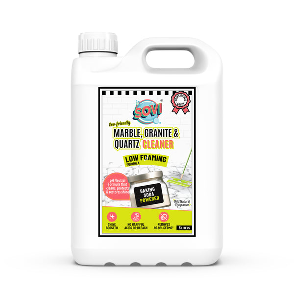 SOVI® ECO FRIENDLY MARBLE CLEANER, GRANITE, QUARTZ & FLOOR CLEANER, LOW FOAMING FORMULA, DEEP CLEANS, RESTORES SHINE, PH NEUTRAL FORMULA, 5 Liter
