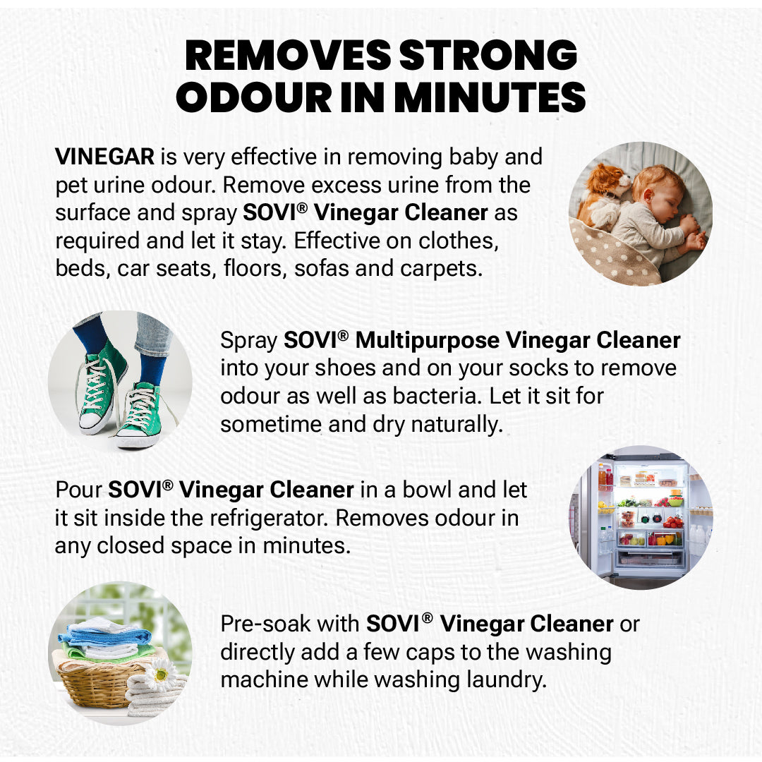 Kitchen Cleaning Combo - SOVI® MULTI PURPOSE VINEGAR CLEANER 500 ml, SOVI® DISHWASH LIQUID GEL 950 ml, Pack of 2