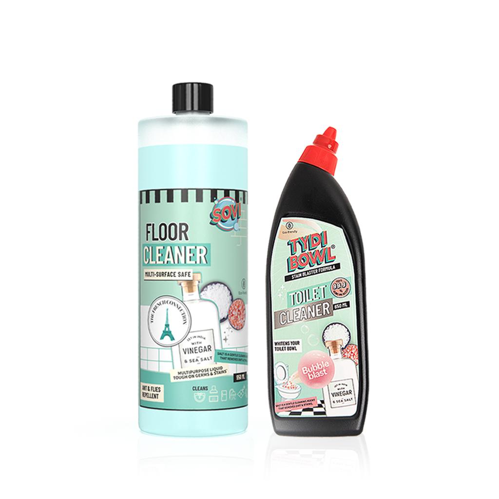 Floor and Toilet Cleaner Combo - SOVI® Floor Cleaner 950 ml, TYDIBOWL® Toilet Cleaner 650 ml, Pack of 2