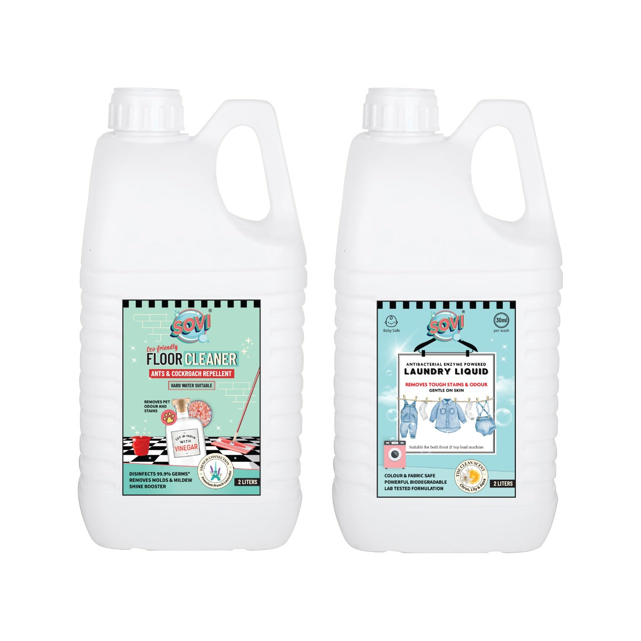 SOVI® Laundry Liquid Detergent 2 Liters, Pack of 2