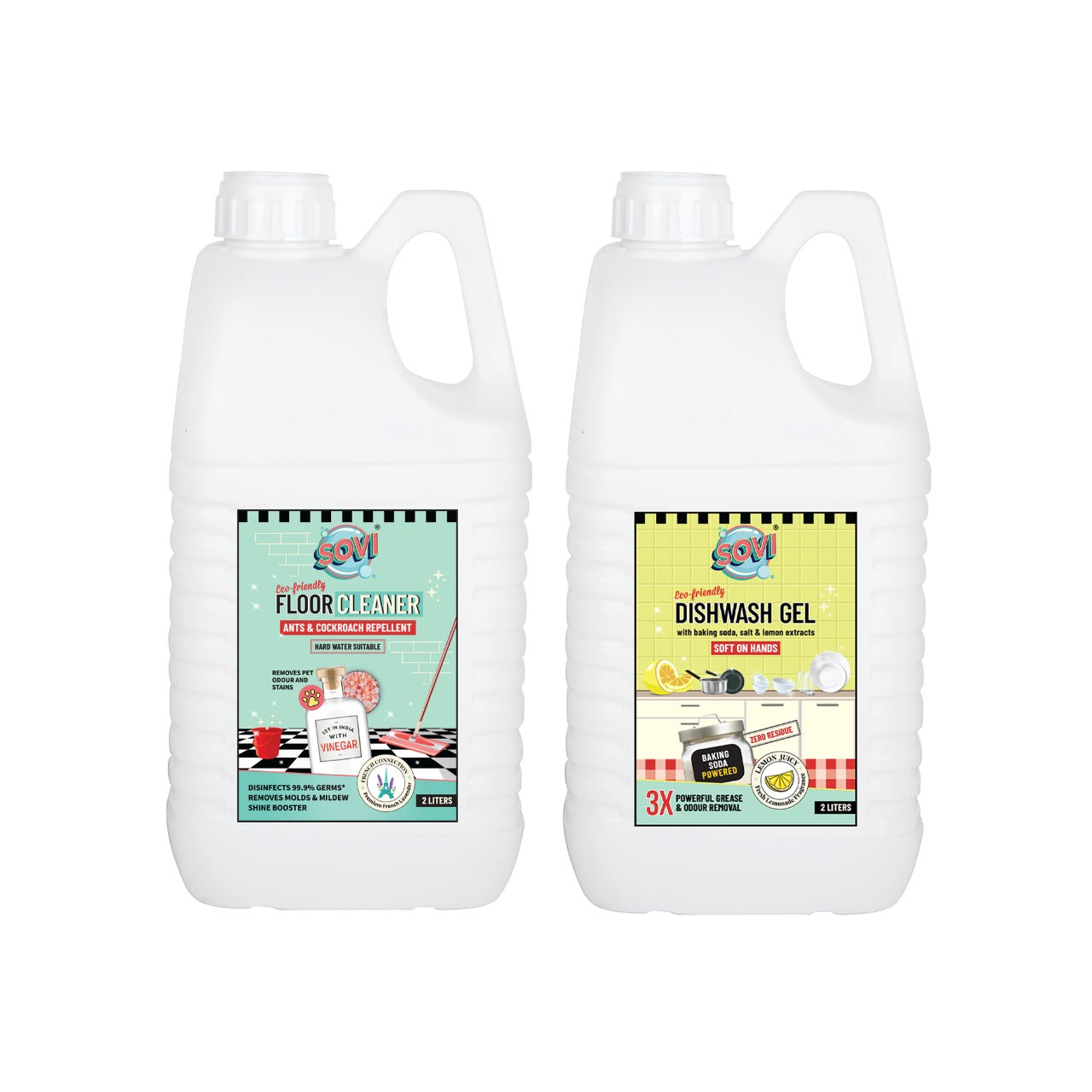 SOVI® Dishwash Liquid Gel 2 Liters, Pack of 2.