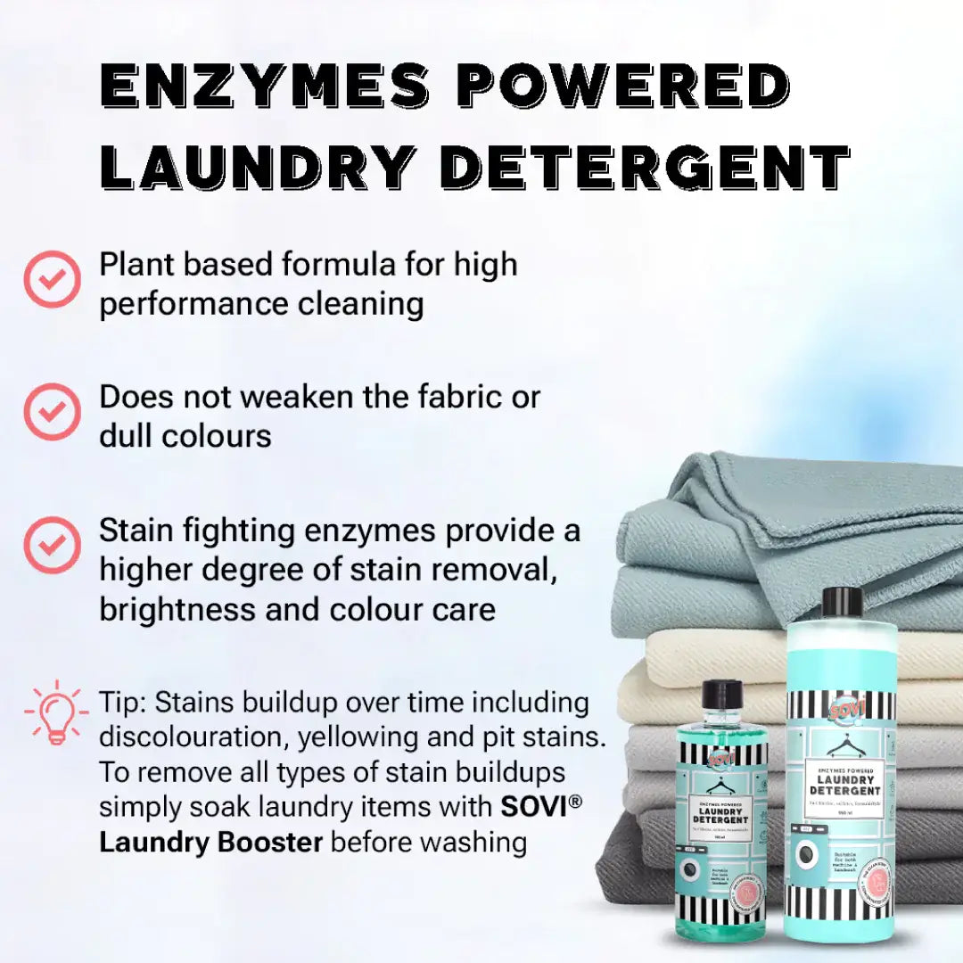 SOVI® ENZYMES POWERED LIQUID LAUNDRY DETERGENT, COLOUR SAFE, FABRIC SAFE, BABY SAFE, PET SAFE, CONVENTRATED LIQUID ( 5L ) GUIDELINE - 1