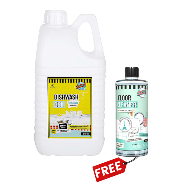 SOVI® Dishwash Liquid Gel 2 Liters | SOVI® 500 ml (₹149) Floor Cleaner Free
