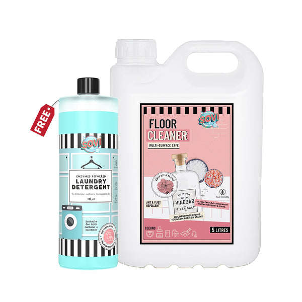 A STEAL DEAL - SOVI® Floor Cleaner 5 Liters | SOVI® Laundry Liquid Detergent 950 ml Free